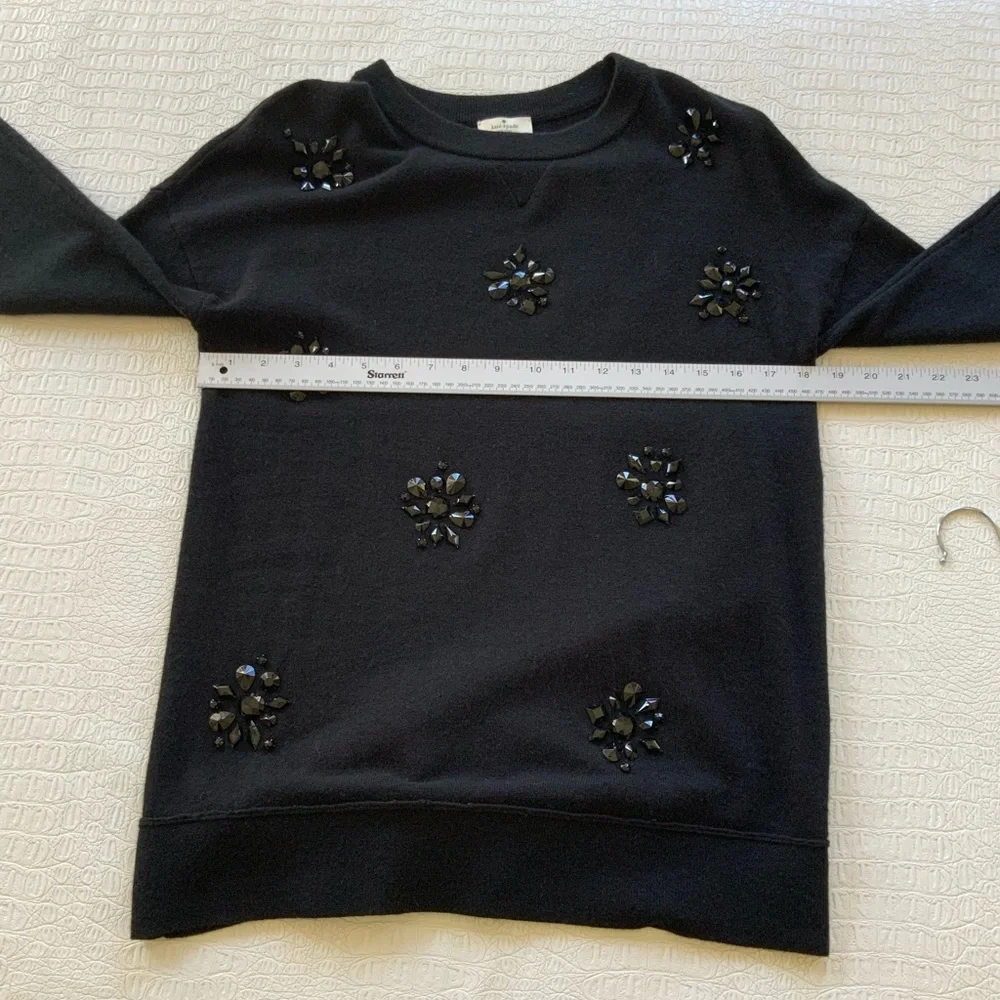 Kate Spade black wool blend embellished sweater M
